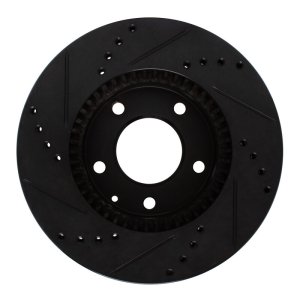 Mazda MPV Brake Rotor (1) - Front Right - R1 Concepts - Drilled & Slotted - Black - `95-`06